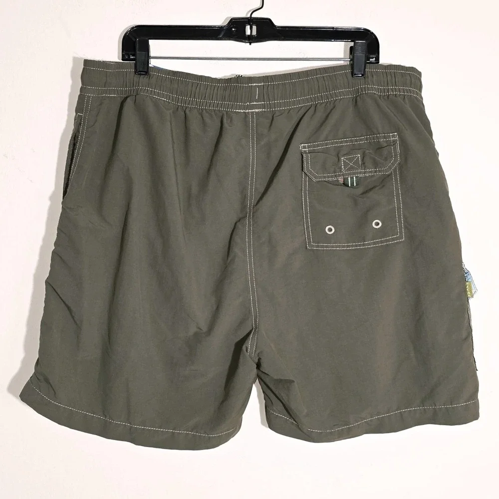 Tommy Bahama Swim Trunks Mens Size Large Olive Green Relax Cargo Mesh Liner Good